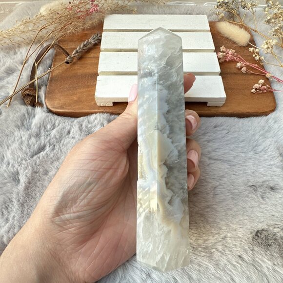 Gorgeous Agate Tower with Druzy | Agate Polished Point - Picture 3 of 7